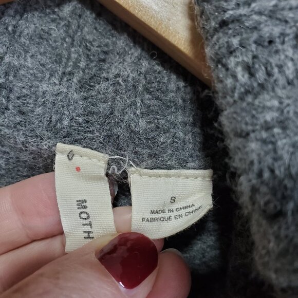 ANTHROPOLOGIE Moth Fireside Turtleneck Sweater Wool Blend Grey Women's Small - Picture 9 of 13